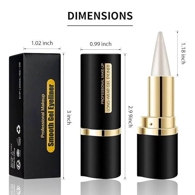 Kaely 2Pcs Black Silver Gel Eyeliner Pencil,Natural Cream Eye Liner Waterproof Smudge Proof,Cat Eye Black Smokey Eyeshadow Palette Stick Crayon,Goth Halloween Makeup,delineador de ojos contra el agua