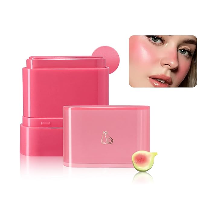 Multi-Purpose Makeup Hydrating Cream Blush Stick, Beauty Solid Moisturizer Stick For Cheek & Eyes & Lips，Waterproof Natural Moisture Smooth Blendable Matte Finish Face Blush Makeup (#02 Guava)
