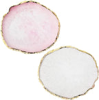 Resin Nail Art Palette, Nail Art Painting Mixed Color Palette Gold Edge Nail Gel Color Makeup Display Board (Pink+White)