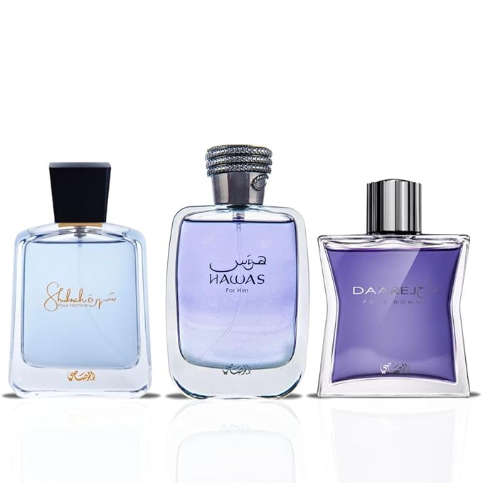 RASASI Arabian Perfume for Men Hawas, Daarej Eau De Parfum Men 100ML(3.4 OZ) Shuhrah 90ML | Long-Lasting perfumes, Elevate Your Aura With These Masculine Scents. (Bundle)