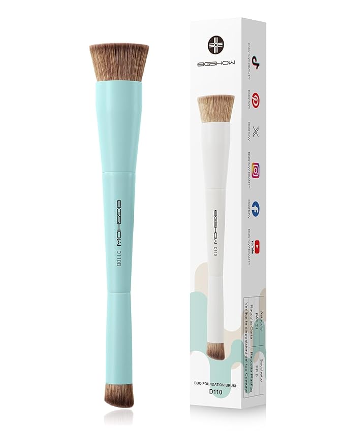 EIGSHOW Foundation and Concealer Brush, Dual Ended Makeup Brush For Flawless Foundation Coverage, Under Eye Concealer, Vegan & Cruelty-free (D110B)