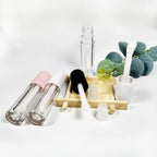 COSIDEA 24 pcs Empty 5ml big brush lip gloss tube black round lipgloss tubes container with big doe foot wand cosmetic packing containers