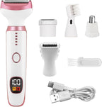 Electric Razors for Women, Bikini Trimmer for Women 5 in 1 Body Shaver for Nose Hair Face Eyebrow Arms Legs Armpit Underarm Pubic Area, Replaceable Lady Facial Razor Painless USB Charge Female Gift