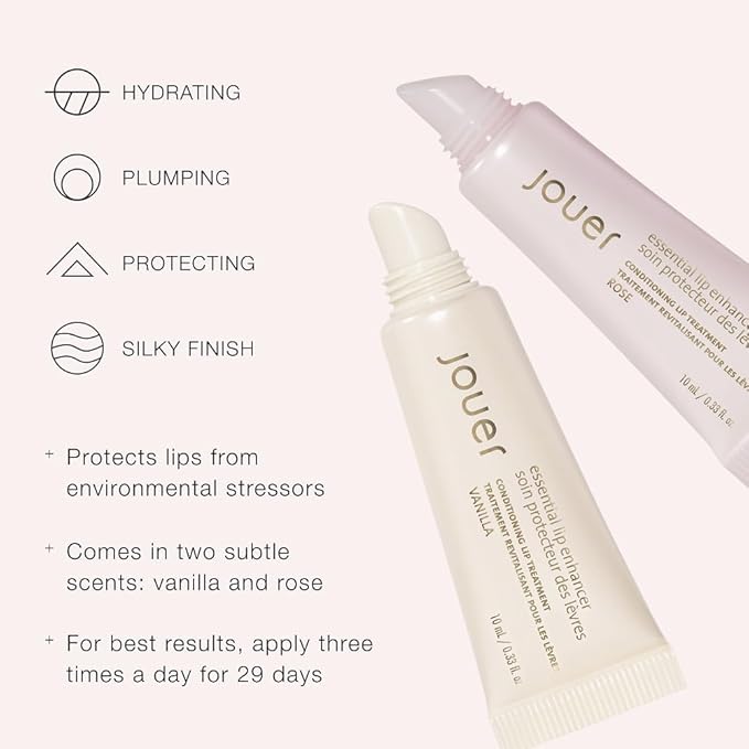 Jouer Essential Vegan Lip Enhancer - Plumping Gloss and Conditioner With Jojoba Seed Oil and Maxi Lip Formula for Fullness - Vanilla (15ml)