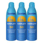 Coppertone Complete Sunscreen Spray SPF 50, Spray Sunscreen for Body, Lightweight, Water Resistant, 5.5 Oz, Pack of 3