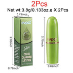 evpct 2Pcs Aloe Vera Lip Color Changing Lipstick Tinted Lip Balm Set Green Magic PH Lipstick Color Change Changing Crystal Flower Jelly Lipstick Gloss Stain Makeup Set for Women Girls Waterproof
