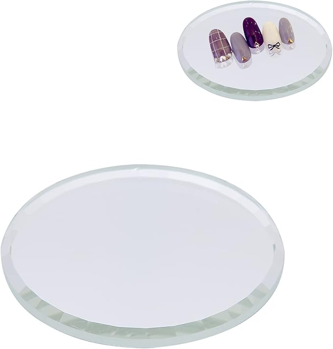 Nail Art Palette, DIY Nail Art Palette Nail Color Mixing Palette Nail Art Manicure Display Drawing Tool Nail Art Plate False Nail Mirror Glass Display Board for Manicure Makeup Paint Art(white)