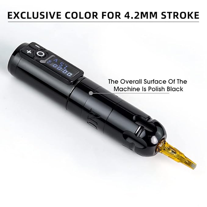 Ambition Soldier Rotary Battery Pen Tattoo Cartridge Machine with 2400mAh Wireless Power Coreless Motor Digital LED Display Tattoo Equipment Supply for Tattoo Artists (Polish Black)