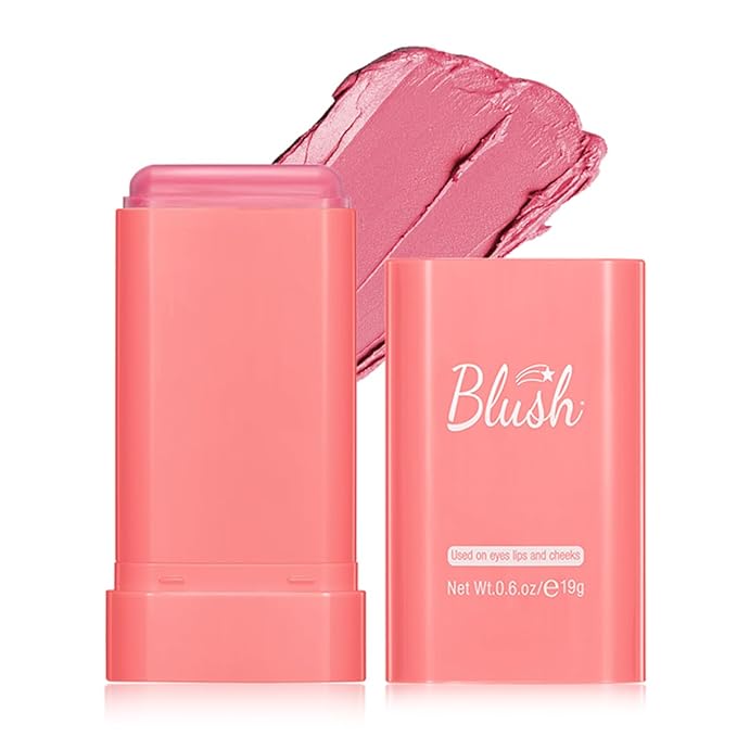 Multi-Use Makeup Blush Stick, 3-in-1 Cream Blush Stick Beauty Tinted Solid Blush Stick for Cheek/Eyes/Lips, Waterproof Moisturizer Stick, Suitable for All Skin (01# Pink)