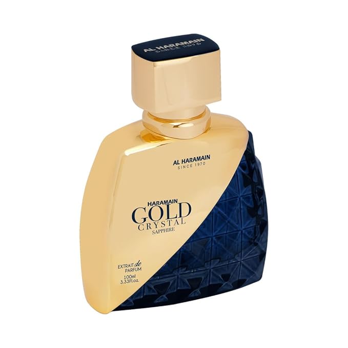 Al Haramain Gold Crystal Sapphire for Unisex - Arabian Perfume for Women and Men - Long Lasting Fragrance - Arabic Perfume - Eau de Parfum - 3.33 oz EDP Spray
