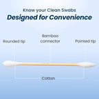 Clean Skin Club Clean Swabs | 500CT | One Pointed Tip | Biodegradable + Organic Cotton & Bamboo | Makeup & Nail Polish Touch-ups | Chlorine-Free & Hypoallergenic (500 Count)