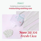 Espoir Water Splash Sun Cream Fresh Cica 2 oz SPF50+ PA++++ | Moisturizing and Soothing Vegan Sun Block Skin Care with Green Tea Cica | Substitute Sunscreen for BB Cream | Korean Base Makeup