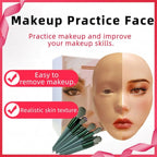 3D Makeup Practice Face, XIJIEMAO Mannequin Head For Makeup, Reusable Silicone Full Makeup Mannequin Head With Stand And Brush Set, Eye Shadow Makeup Face Board, Emerging Makeup Artist, Girl'S Gift
