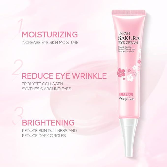 AKARY Sakura Eye Cream, Under Eye Cream to Reduce Dark Circles, Bags, Puffiness, Hydrate Undereye Area, Skincare Eye Cream with Hyaluronic Acid for All Skin Types