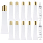AMORIX 50PCS Lip Gloss Tubes 15ml Gold Cap Lip Gloss Containers Empty Lip Balm Tubes Refillable Cosmetic Squeeze Lipgloss Tubes + 2 x 20ml Syringes Tag Labels for DIY Lip Gloss Base Glitter