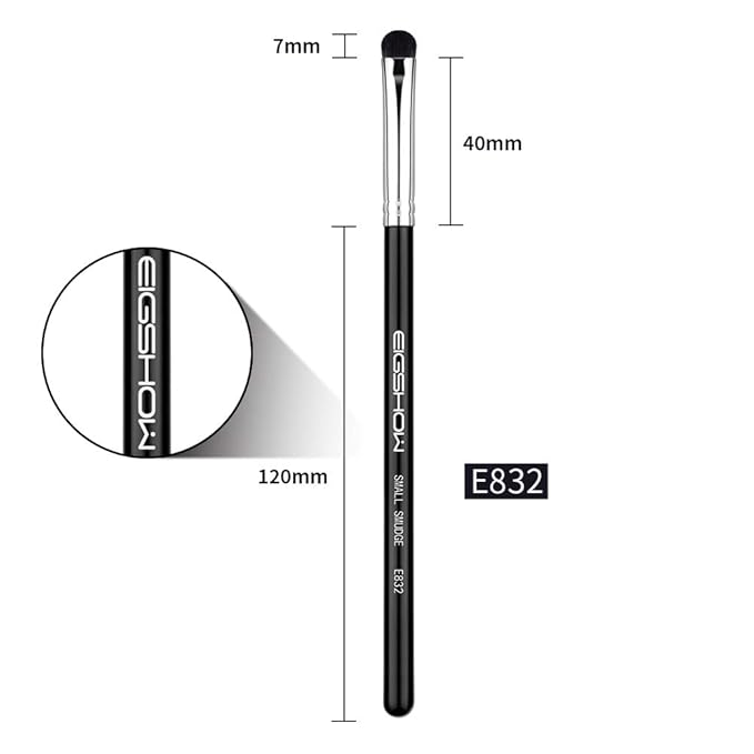 Curved Smudge Eyeshadow Brush, EIGSHOW Small Round Top Blending Eye Shadow with Synthetic Bristles for Smokey Cat Eye Makeup (E832)