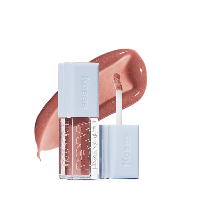Kosas Wet Lip Oil Gloss - Hydrating Lip Plumping Treatment with Hyaluronic Acid & Peptides, Non-Sticky Finish (Unbuttoned)