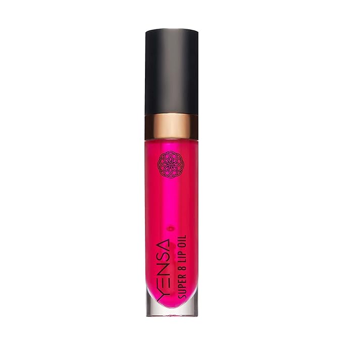 YENSA Super 8 Lip Oil, Natural Korean Moisturizing Gloss, No-Sticky Transparent Formula For Hydrating Lip Care (Pink Shine) .22 fl oz