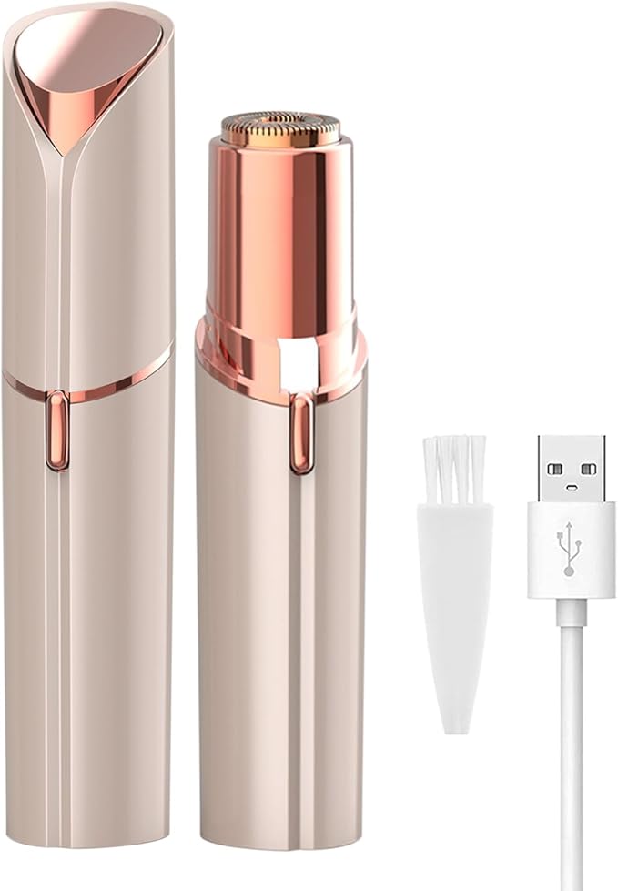 Facial Hair Removal for Women, Mini Hair Remover, Electric Razor Shaver Portable Bikini Epilator for Lips, Chin, Armpit, Peach Fuzz, Fingers, Neck, Cheek and USB Rechargeable (Gold)