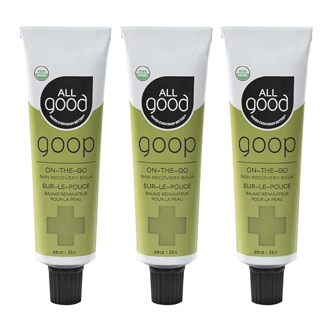All Good Goop on the Go - Chafing Cream, Dry Skin Salve, Cracking Lip Moisturizer - Soothes, Hydrates & Calms - Travel Size Recovery Balm 1oz (3-pack)