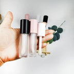 COSIDEA 24 pcs 5ml empty big brush lip gloss tube with stopper (Frosted bottle, Pink cap)