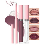 3-in-1Pink Nude Matte Lip Stain Kit | Waterproof Lip Liner + Hydrating Matte Lip Gloss + Nourishing Lip Oil | Long Lasting Plumping to Create Perfect Lip Makeup.06#