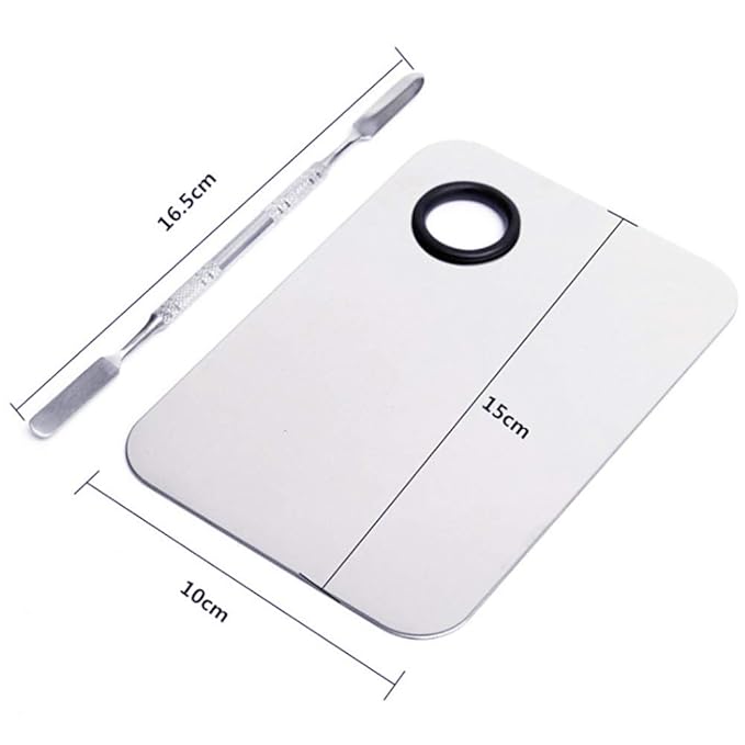 Professional Pro Stainless Steel Makeup Palette, Professional Cosmetic Mixing Makeup Palette Spatula Makeup Artist Tool, 1.0 Count