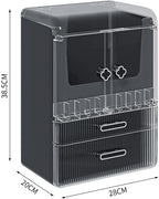 Acrylic Makeup Organizer with Drawers – 38.5CM Large Capacity Cosmetic Storage Box, Dustproof & Waterproof Vanity Organizer for Skincare, Jewelry, Lipsticks & Beauty Products (Black)