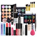 All-in-one Makeup Set Holiday Gift | Full Makeup Kit for Women Essential Starter Bundle Include Eyeshadow Palette Lipstick Blush Cream Concealer Face Powder Eyeliner Mascara Lipgloss Brush