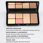 Concealer Contour Palette, Cosmetics Cream Contour and Highlighting Makeup Kit,6 In 1 Contouring Foundation Concealer Palette Conceals Dark Circles,Blemish,Waterproof Long-Lasting-Cruelty Free (#02)