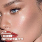 3 IN 1 Brown Nude Face Highlight Bronzer Powder Palette for Face Cheeks Contour Brightening, Buildable Matte Coverage Natural Makeup,Ultra Sculpt Nose Shadow Eyeshadow Primer 03#