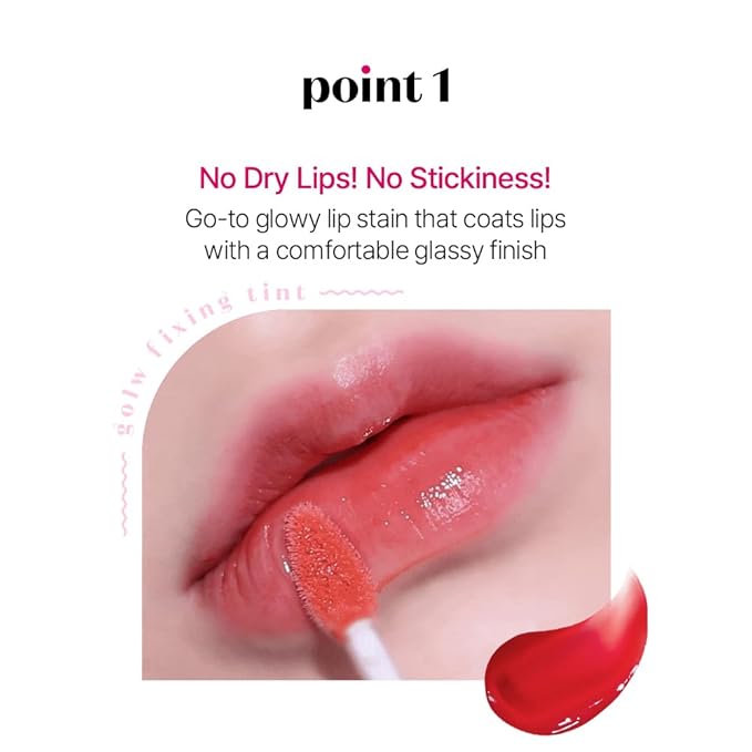 ETUDE Glow Fixing Tint #7 Cold Fuchia | Non-Sticky Glossy Shine Lip Stain | Fills up with Comfortable Moisture | Tints for Dry Lips