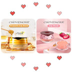 2PCS Honey Balm & Strawberry Lip Balm, Honey Lip Balm, Lip Masks for Dry and Cracked Lips with Brush, Lip Exfoliator & Moisturizer, Reduces Lips Lines & Lightens Lips, Anti-Wrinkle, Aging