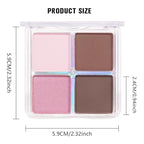 Powder Eyeshadow Quad, Rose Pink Chocolate Brown Shimmer Eye Shadow Palette Makeup, Neutral Vegan Matte Quads Eye Shadow Palette for Older Women Pigmented Waterproof, paleta de sombras de ojos