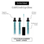 Pack of 3 Shimmer Lip Gloss for Girls & Women – Non-Sticky Lip Glosses 2.1 FL Oz Total (0.7 FL Oz Each) - High Shine Lip Gloss - Cruelty Free - (Cold Crush Collection)