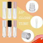 COSIDEA 24 pcs Empty 5ml big brush lip gloss tube black round lipgloss tubes container with big doe foot wand cosmetic packing containers