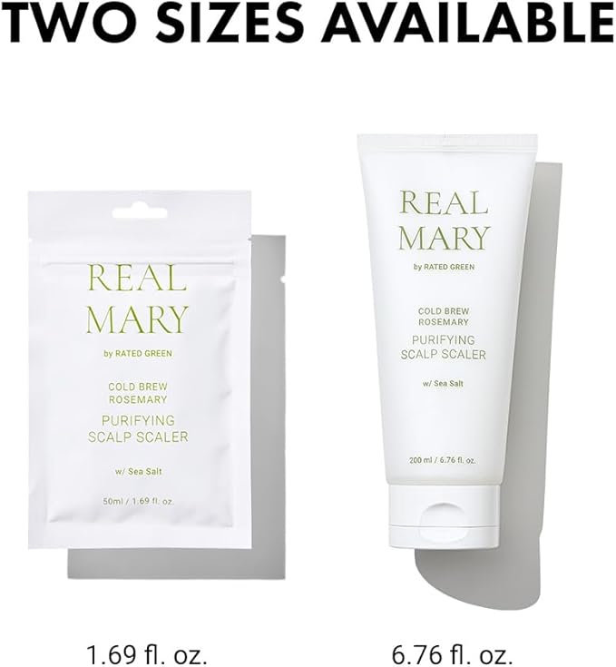 RATED GREEN Real Mary Cold Brew Rosemary Purifying Scalp Scaler w. Sea Salt | Menthol | Deep Refreshing Mask for Oily, Flaky Scalp | Korean Vegan Formula | 1.69 fl oz (Pack of 5)