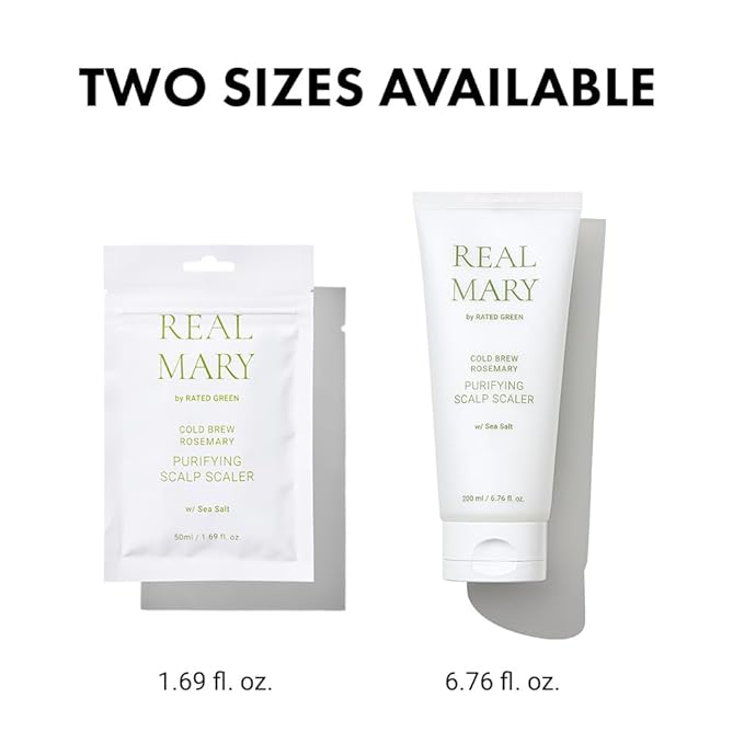 RATED GREEN Real Mary Cold Brew Rosemary Purifying Scalp Scaler with Sea Salt | Korean Deep Cleanse for Dry, Itchy, Flaky Scalp | Hypoallergenic Hair Care for Oily Scalp & Dandruff, 6.76 fl oz
