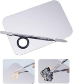Makeup Mixing Palette,Stainless Steel Foundation Palette Cosmetic Mixing Makeup Palette Eye Shadow Eyelash Makeup Plate with Spatula Rod for Mixing Foundation Eye Shadow Eyelash Nail Art