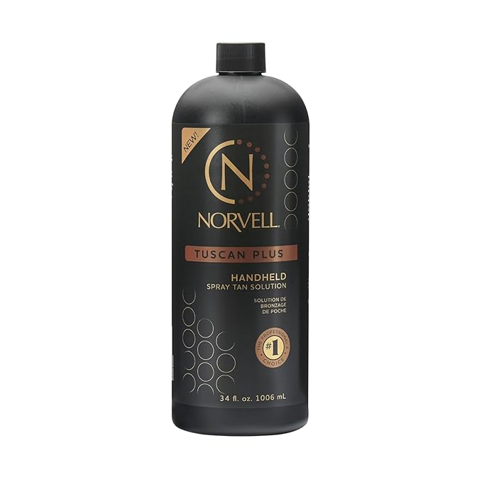 Norvell Tuscan Plus Sunless Tanning Solution, Caramel Brown and Rose Tan, 34 fl oz – Professional Spray Tan Solution for Spray Tan Machine – Unleash Confidence with Instant, Long-Lasting Natural Color