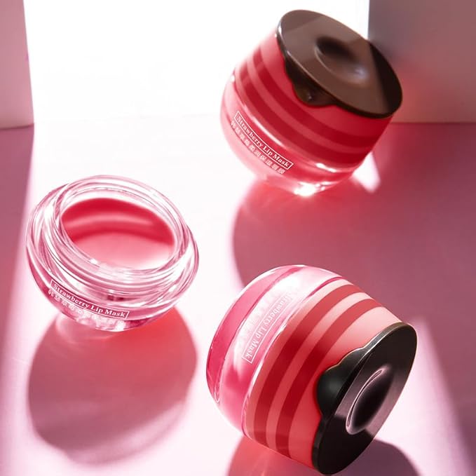 4 Pcs Lip Mask Reduces Lip Lines and Exfoliator, Prevention Dry & Cracked Lip. (Honey & Strawberry)