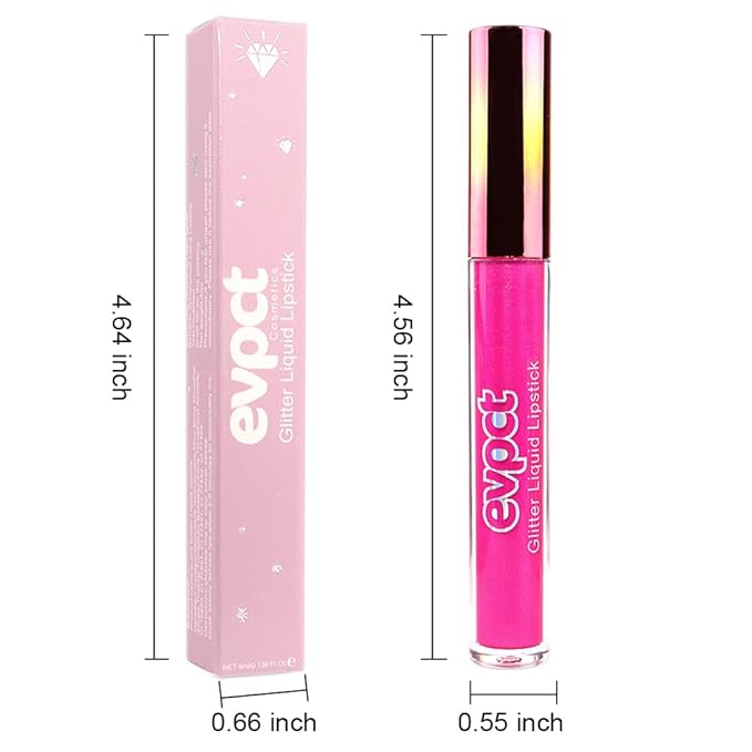 evpct 1Pcs Hot Pink Glitter Metallic Shimmer Diamond Lipstick Lip Gloss for Women Long Lasting Waterproof, Light Bright Rose Pink Sparkle Glitter Matte Liquid Lipstick Lip Makeup Kit, 11#