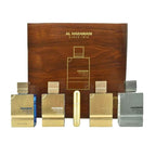 Al Haramain Amber Oud Collection - Gold, Blue, White, Carbon - 4 x 60ml (2.0 oz) EDP Spray - Luxury Unisex Cologne & Perfume Gift Set for Men & Women - Long-Lasting Arabian Fragrance (Bundle)