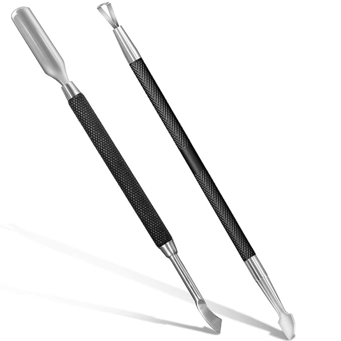 2PCS Metal Black Cuticle Pusher