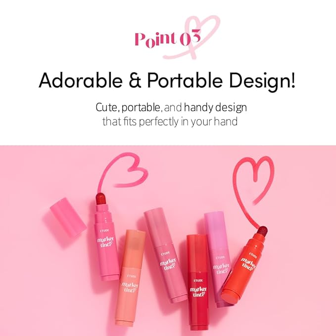 ETUDE Dear Darling Marker Tint #2 Mono Plum (5g) | Hydrating & Long Lasting Lip Stain | High Pigmented Lip Maker with Easy Drawing Tip | Korean Daily Lip Tint, Korean Makeup, Kbeauty, Perfect for Gift
