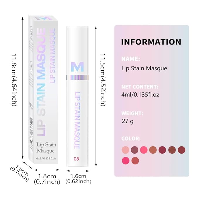 Matte Lip Gloss Peel Off Masque - Peel Off Lip Stain Tattoo,Cranberry Peel Off Lip Tint，Long Lasting Waterproof Transfer-proof Lip Mask Lip Stain Peel Off Lip Gloss,Stay Lip Makeup 08#
