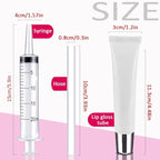 50PCS Lip Gloss Tubes 20ml Silver Cap Lip Gloss Containers Empty Lip Balm Tubes Refillable Cosmetic Squeeze Lipgloss Tubes + 2 x 20ml Syringes Tag Labels Stickers for DIY Lip Gloss Base Glitter