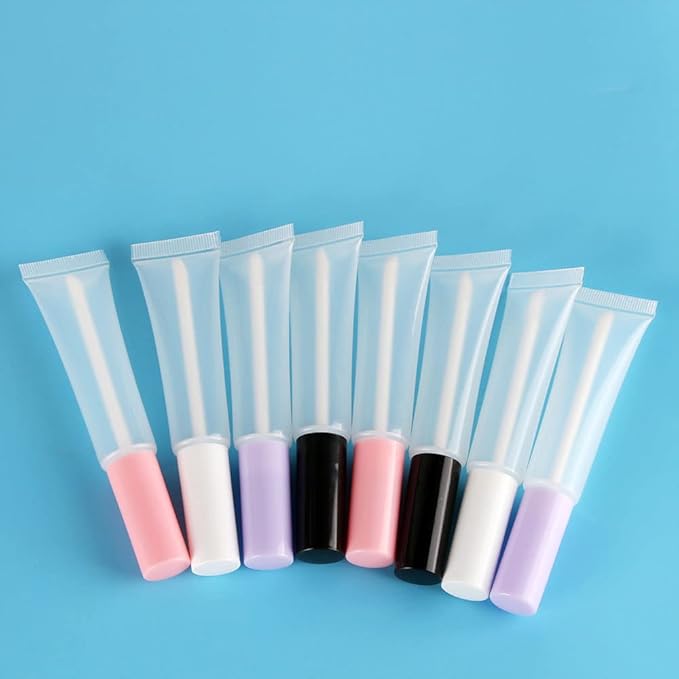 COSIDEA 50 pack Empty White 15ml Squeeze lip gloss tubes with wand 0.5oz soft lipgloss container chapstick containers empty tube