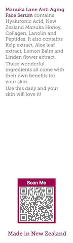 Manuka Honey Face Serum with Collagen, Hyaluronic Acid, & Pure Honey, by Manuka Lane