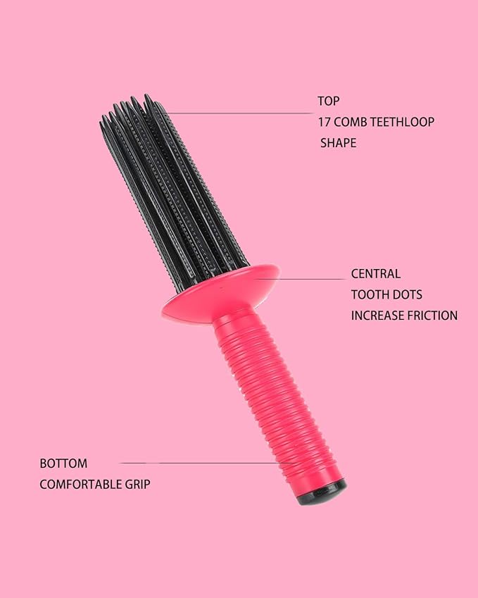 Hair Fluffy Styling Curler Curls Comb,Hair Curler Curling Make Up Brush Roller Tool Portable Hair Curling Roll Comb Anti‑Slip Professional Round Hair Brush for Home Personal Use Travel